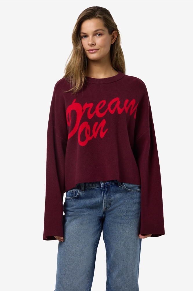 NMSHYLA L/S O-NECK KNIT FWD DD 27034683 WINDSOR WINE/RACING